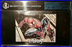 Stan Lee Signed 2014 UD Marvel Premier AUTO Spiderman Sketch Card 2 Panel JSABGS