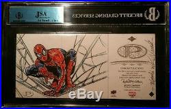 Stan Lee Signed 2014 UD Marvel Premier AUTO Spiderman Sketch Card 3 Panel JSABGS