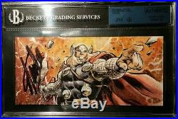 Stan Lee Signed 2014 UD Marvel Premier AUTO Thor 3 Panel Sketch Card JSA BGS