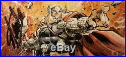 Stan Lee Signed 2014 UD Marvel Premier AUTO Thor 3 Panel Sketch Card JSA BGS
