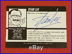 Stan Lee Signed Autographed 1992 Marvel Comics Business Profile Trading Card
