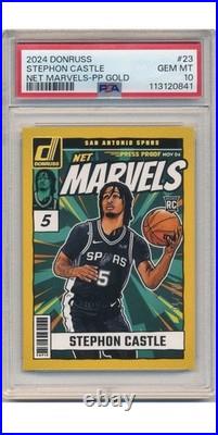 Stephon Castle 2024/25 Panini Donruss Rc Net Marvels Gold #04/10 Psa 10 Gem Mint