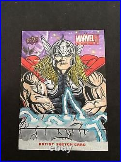 Thor Marvel Artist Sketch Card Hand Drawn 2019 Artist Angelo De Capua Signed 1/1