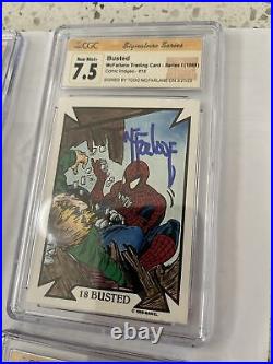 Todd Mcfarlane Cgc Signed 7.5 Marvel Trading Card Busted #18 Spider-man 1989