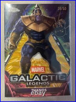 Topps Marvel Chrome 2025 Thanos Galactic Legends x/50 Gold Wave Refractor Topps Marvel Chrome 2025 Thanos Galactic Legends x/50 Gold Wave Refractor
