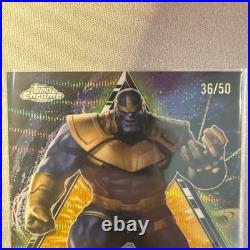 Topps Marvel Chrome 2025 Thanos Galactic Legends x/50 Gold Wave Refractor Topps Marvel Chrome 2025 Thanos Galactic Legends x/50 Gold Wave Refractor