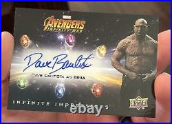 Upper Deck Marvel Studios Avengers Infinity War Dave Bautista Autograph NM Auto