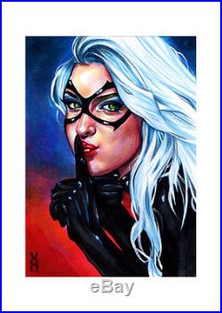 Veronica O'Connell BLACK CAT sketch card Marvel comic pin-up superhero ART PSC