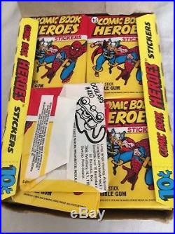 Vintage 1975 Topps Marvel Comic Book Heroes Display Box, Stickers, Checklist