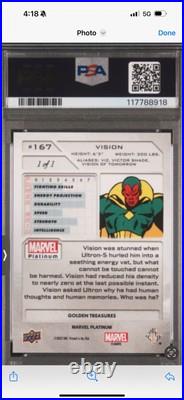 Vision 2023 Upper Deck Marvel Platinum #167 Golden Treasures 1/1 Vision 2023 Upper Deck Marvel Platinum #167 Golden Treasures 1/1